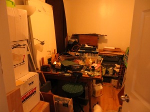 When we last left off I'd shared this scary photo of my work room. Thankfully it is a room transformed!